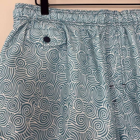 Nat Nast Swim Trunks Blue and White Geometric Design Drawstring Waist Lined XL - Picture 2 of 12